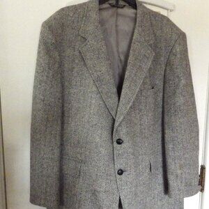 Gray Harris Tweed Sportscoat/ Pure Scottish Wool/ Size 46 Chest